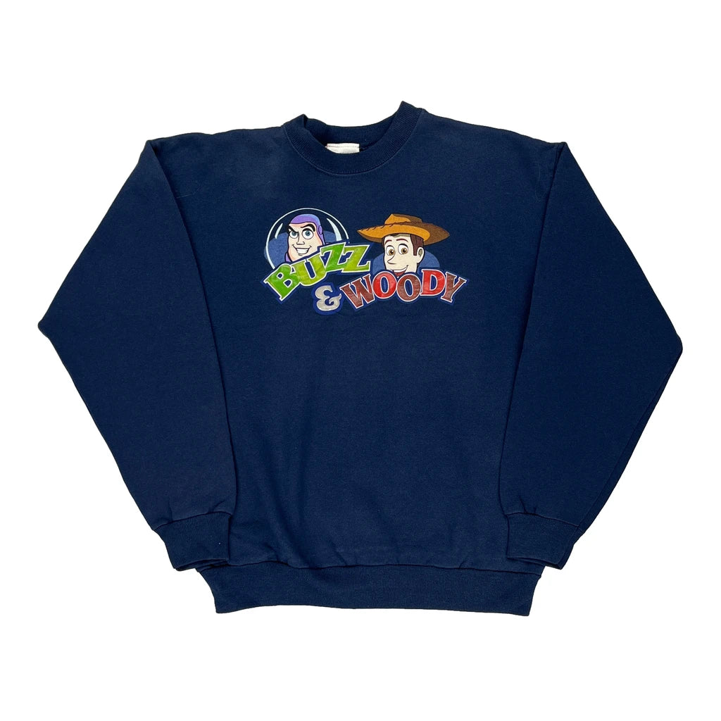 image of Buzz & Woody Disney Cartoon Sweatshirt - Small Navy Cotton