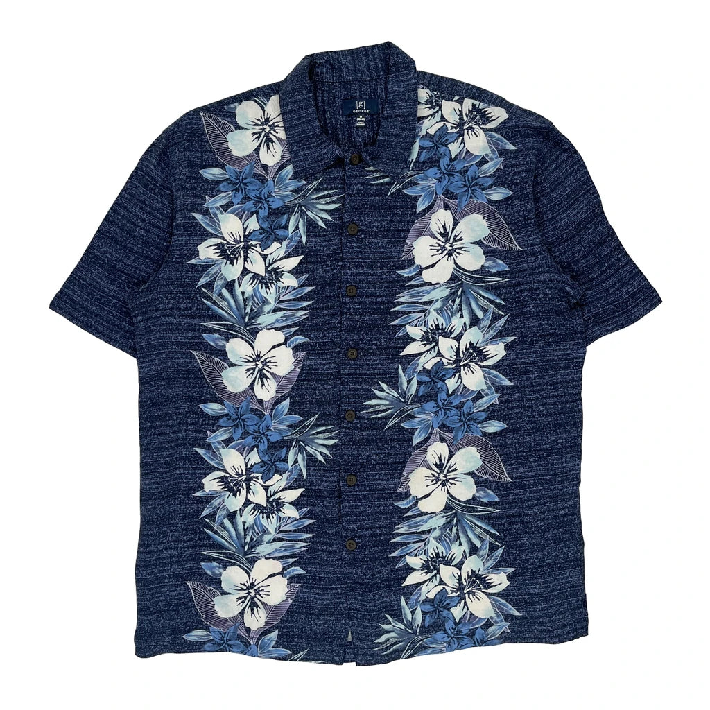 image of George Hawaiian Shirt - Medium Blue Viscose