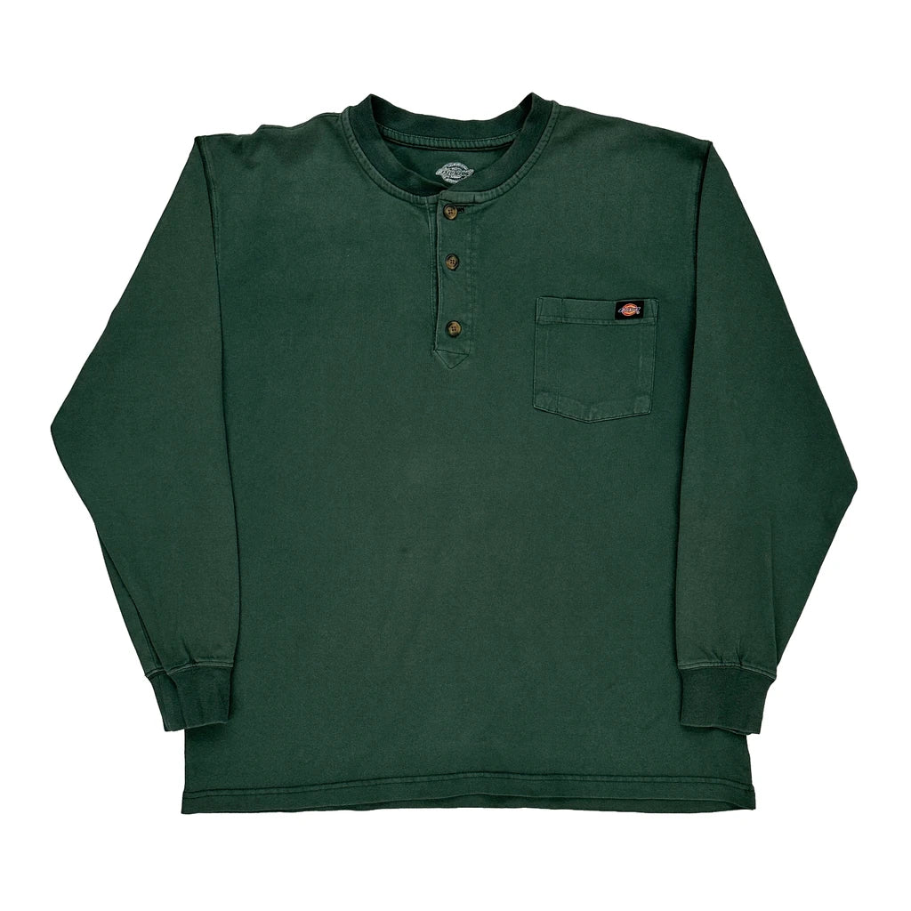 image of Dickies Long Sleeve T-Shirt - Large Green Cotton