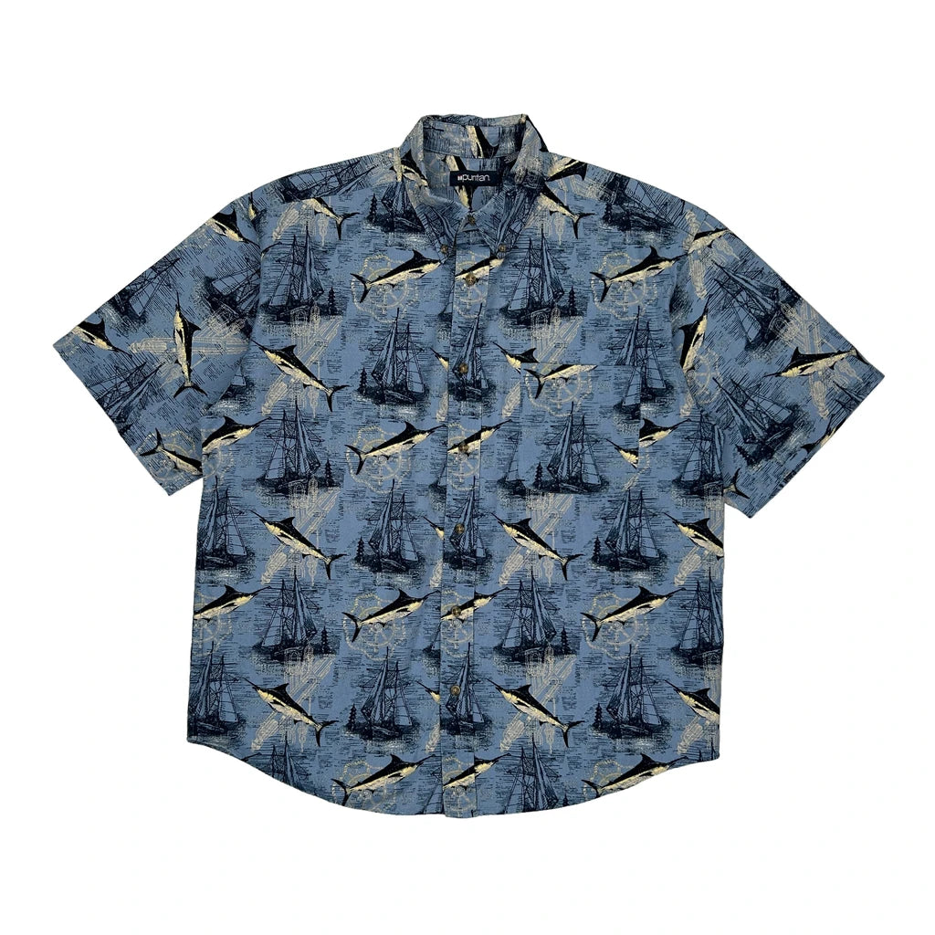image of Puritan Hawaiian Shirt - Large Blue Cotton