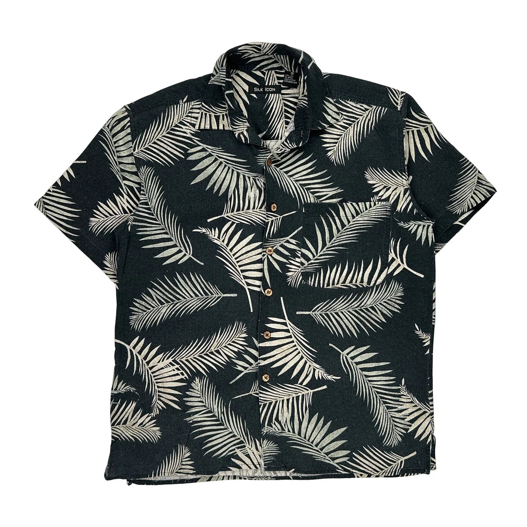image of Silk Icon Hawaiian Shirt - Small Black Silk