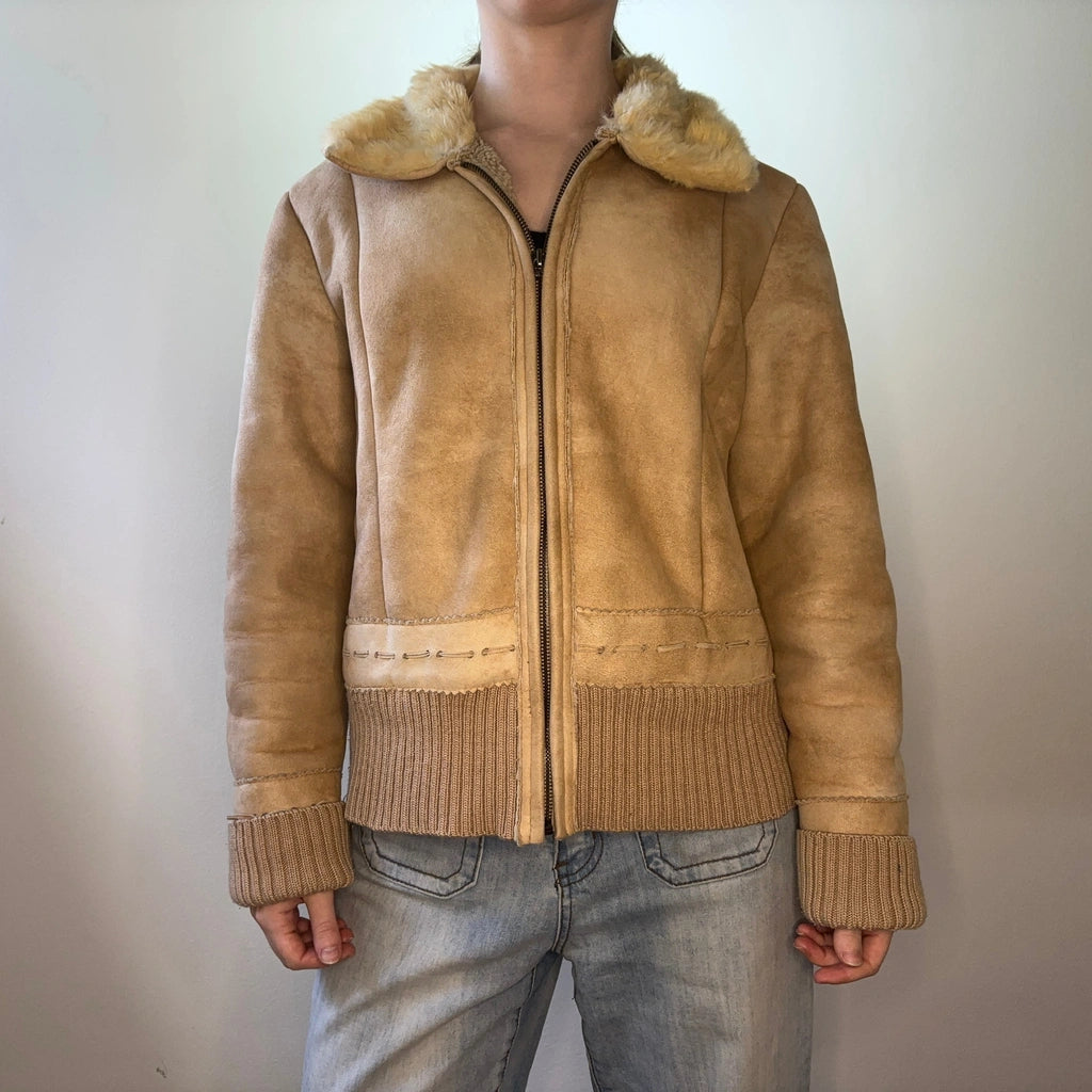 image of Unbranded Suede Jacket - Medium Beige Suede
