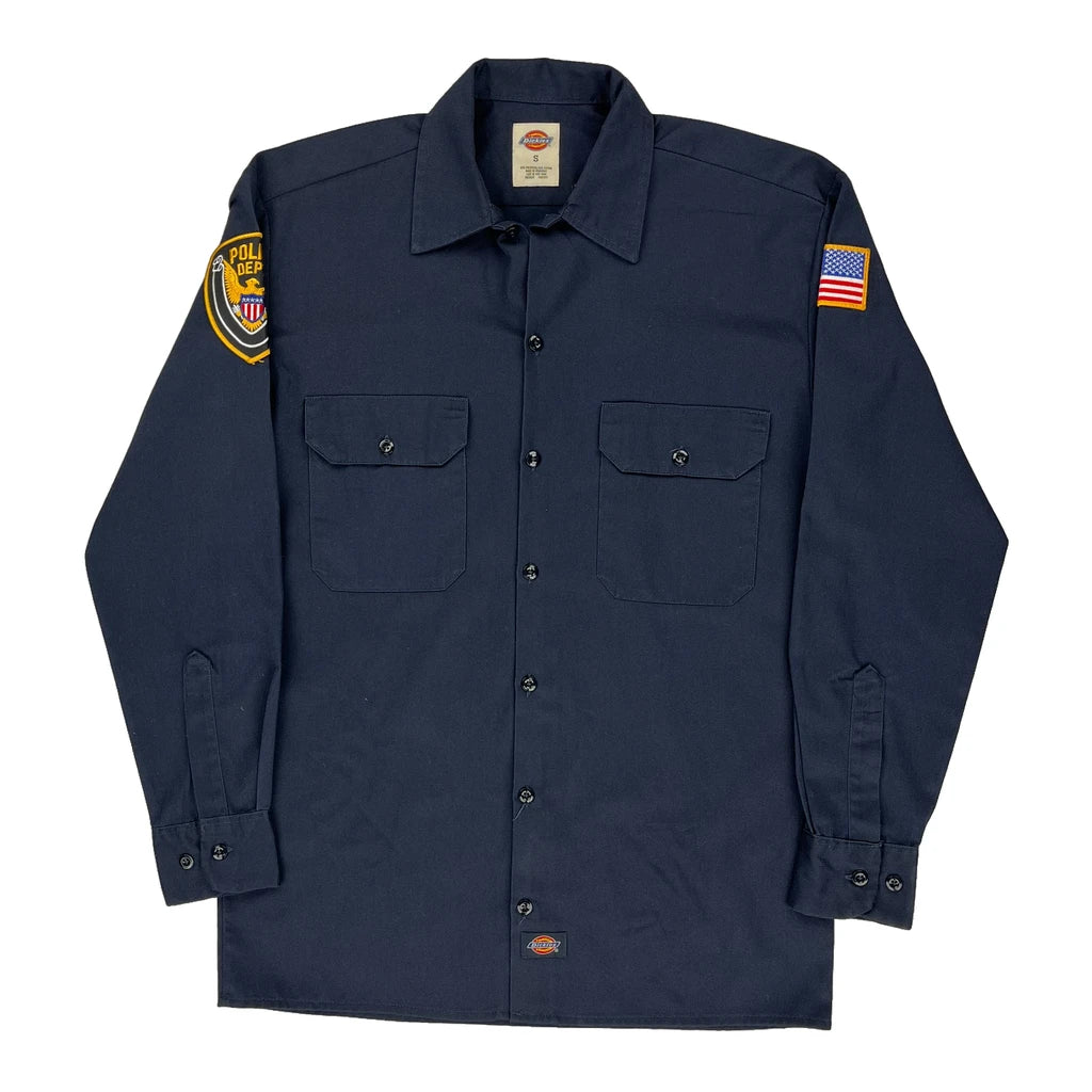 image of Police Department Dickies Graphic Shirt - Small Navy Polyester Blend