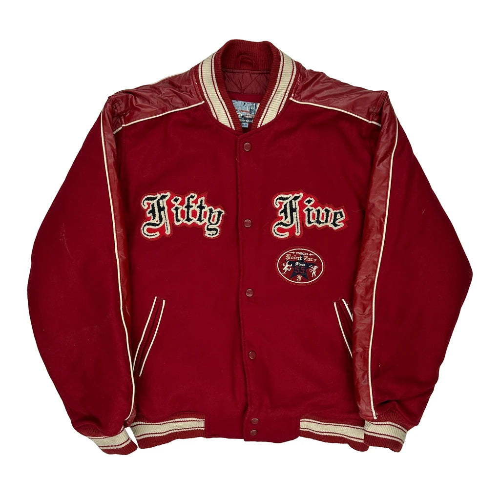 image of Fifty Five Point Zero Varsity Jacket - Medium Red Wool Blend