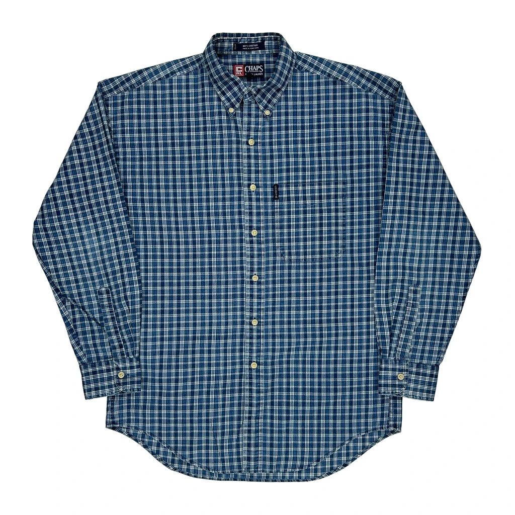 image of Chaps Ralph Lauren Checked Shirt - Medium Blue Cotton