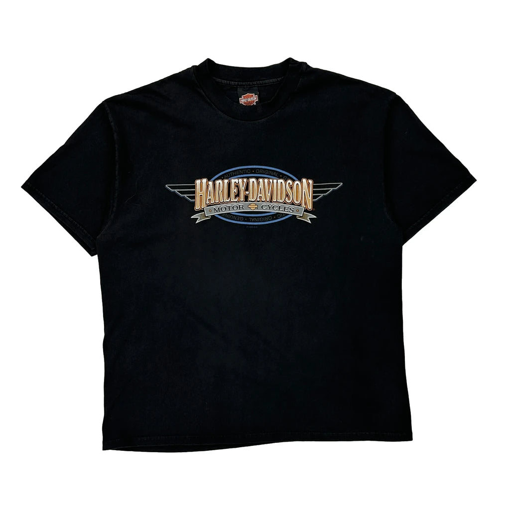 image of Myrtle Beach Harley Davidson Graphic T-Shirt - XL Black Cotton