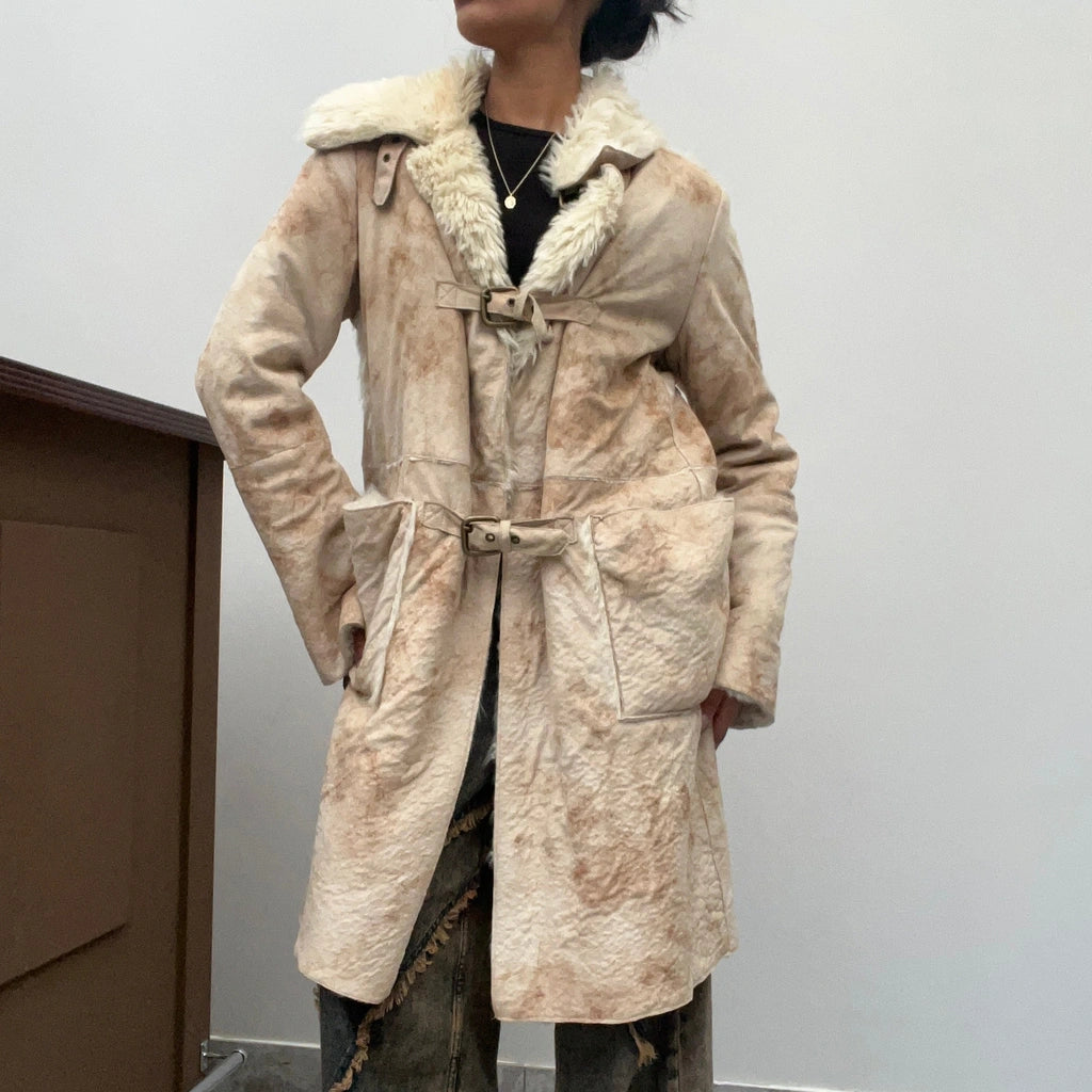 image of Armani Jeans Suede Jacket - Small Beige Leather
