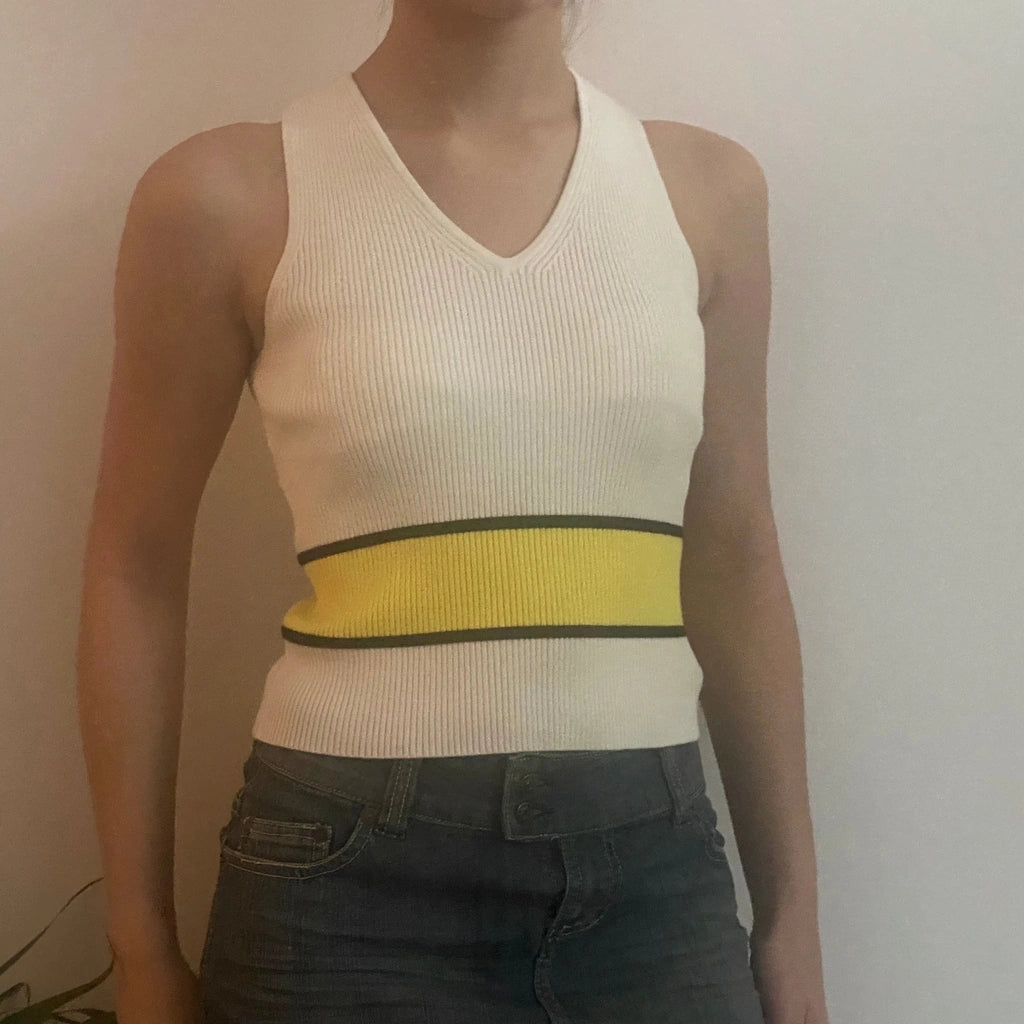 image of Twinset V-neck Top - Small White Cotton Blend