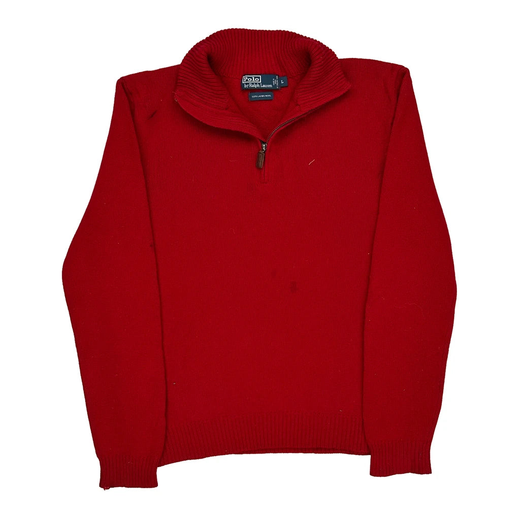 image of Polo Ralph Lauren 1/4 Zip - Large Red Wool
