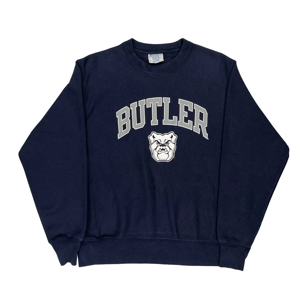 image of Reverse Weave Butler Champion College Sweatshirt - Medium Navy Cotton Blend