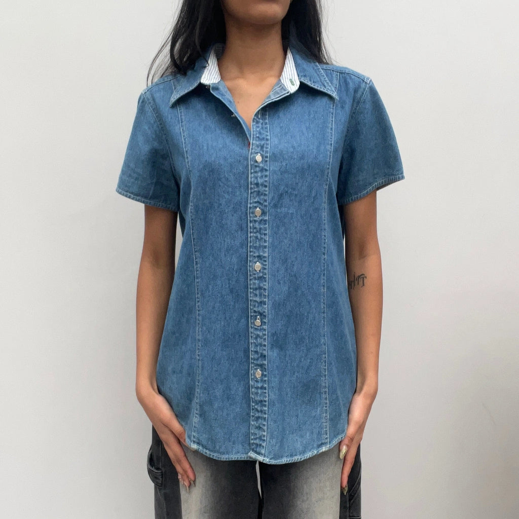 image of Tommy Hilfiger Denim Shirt - Medium Blue Cotton