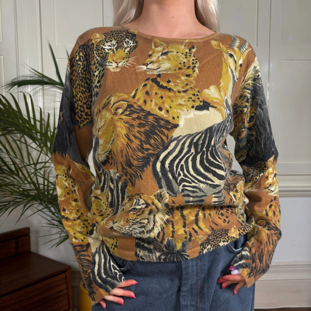 image of Carla Carini Animal print Jumper - Medium Brown Viscose Blend