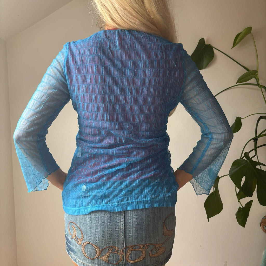 image of Avant Mesh Top - Small Blue Polyester