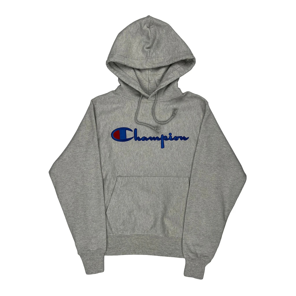 image of Reverse Weave Champion Hoodie - Small Grey Cotton Blend