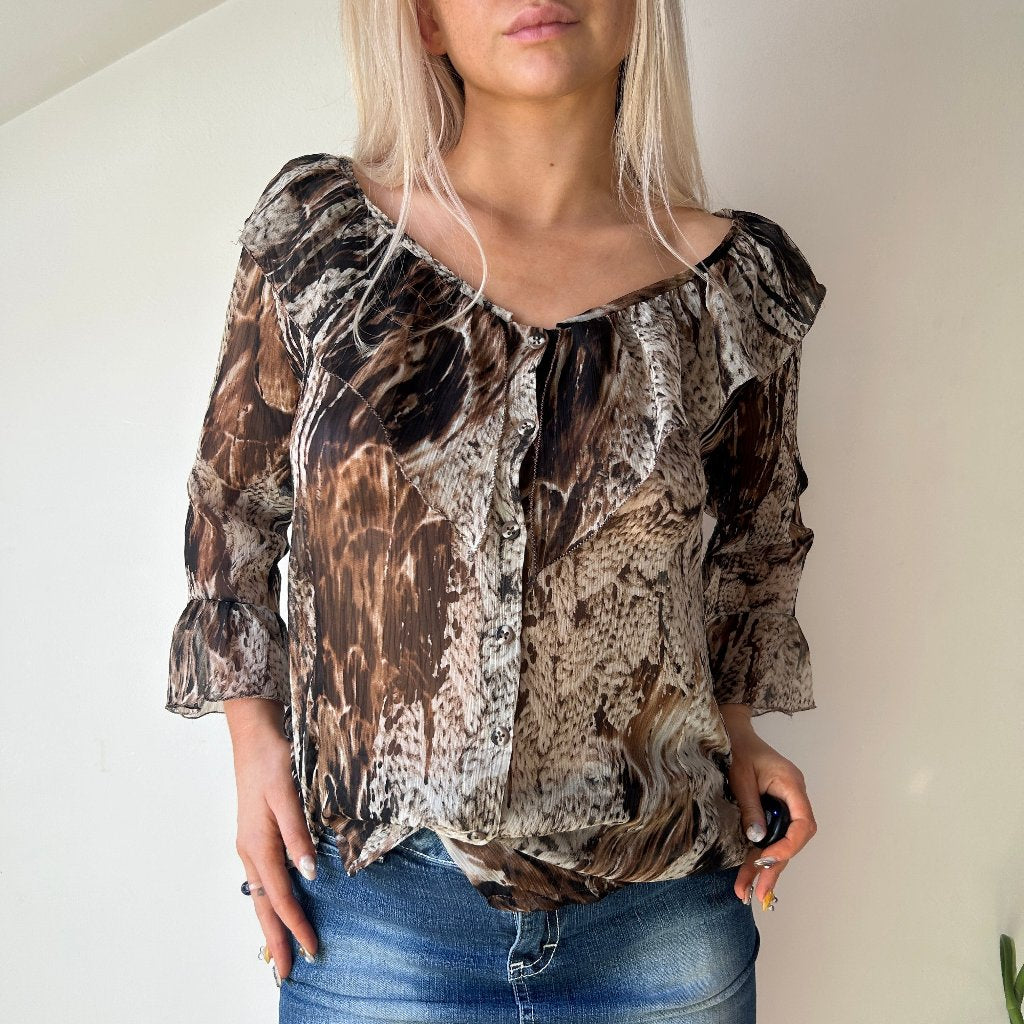 Image of Unbranded Blouse - XL Brown Viscose