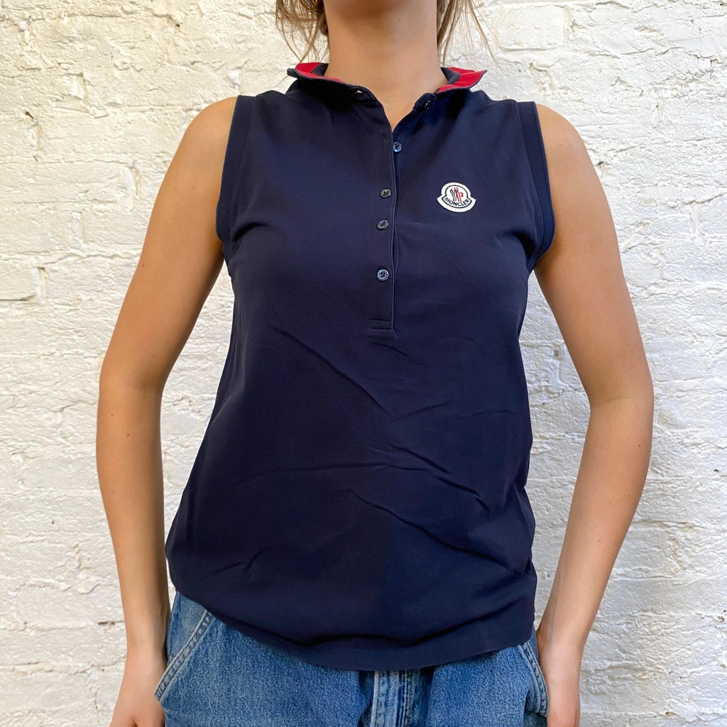 image of Moncler Polo Top - Medium Navy Cotton