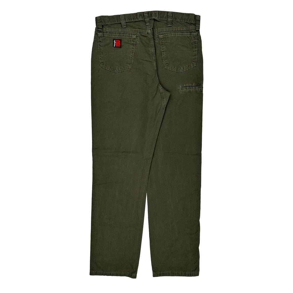 image of Wrangler Trousers - 36W 34L Green Cotton