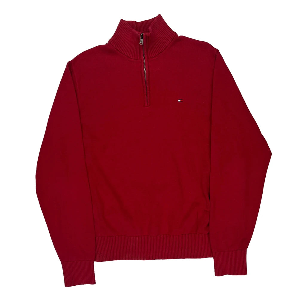 image of Tommy Hilfiger 1/4 Zip - XL Red Cotton Blend