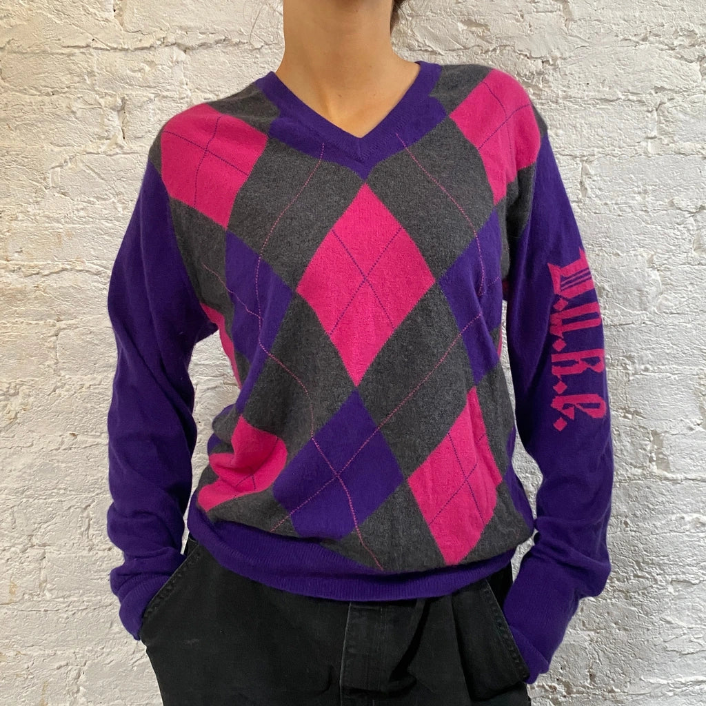 image of Duke Argyle Jumper - Large Multicoloured Wool Blend