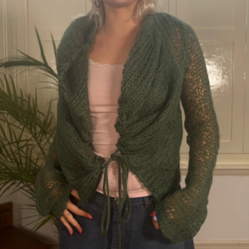 image of United Nation Of Colours Cardigan - Medium Green Wool Blend