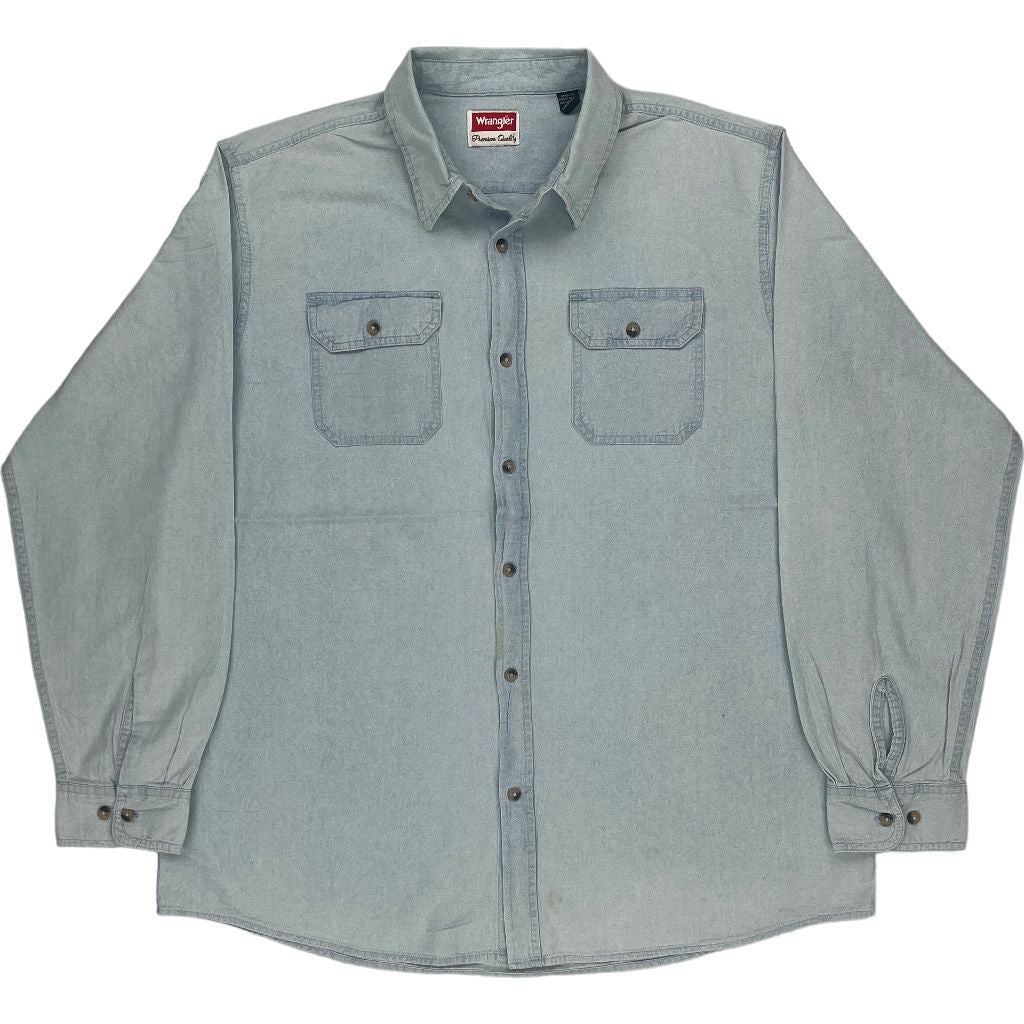image of Wrangler Premium Quality Denim Shirt - XL Tall - Blue Cotton