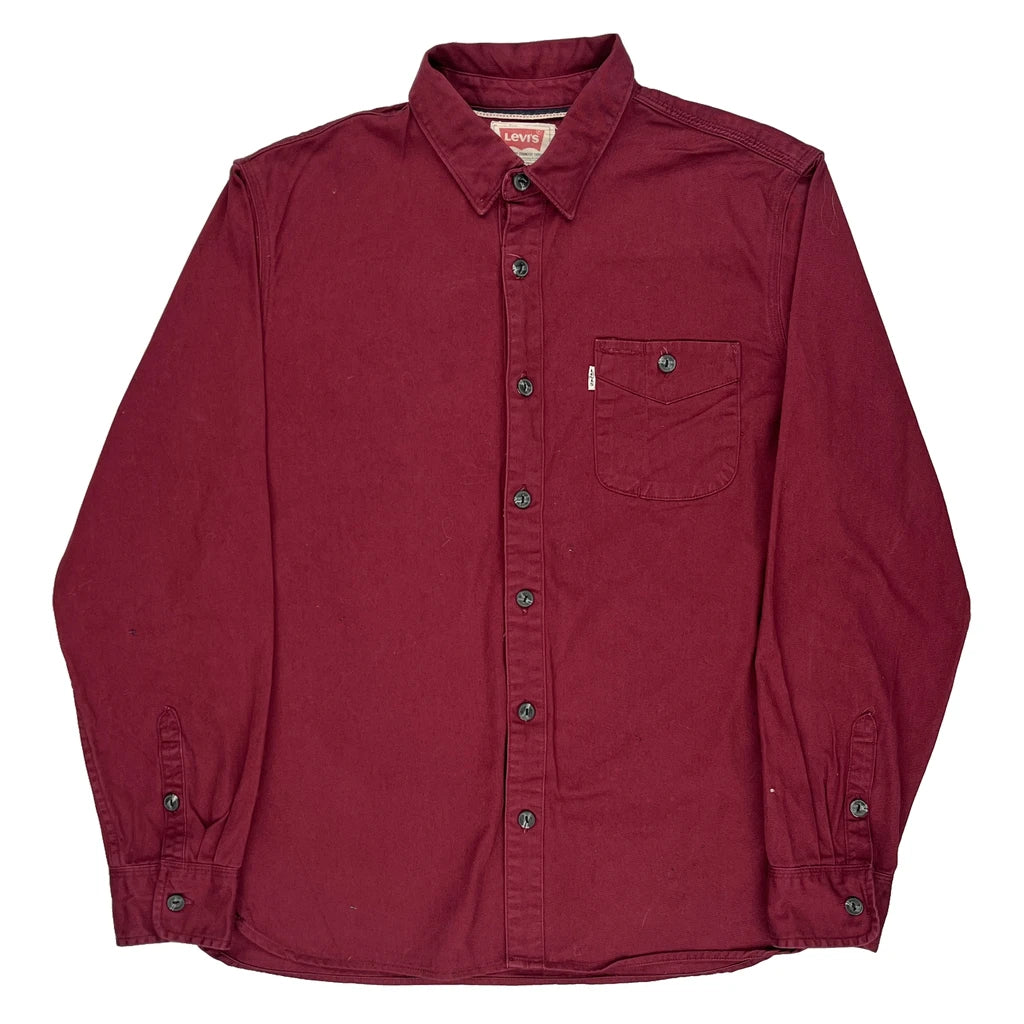 image of Levis Flannel Shirt - Medium Burgundy Cotton