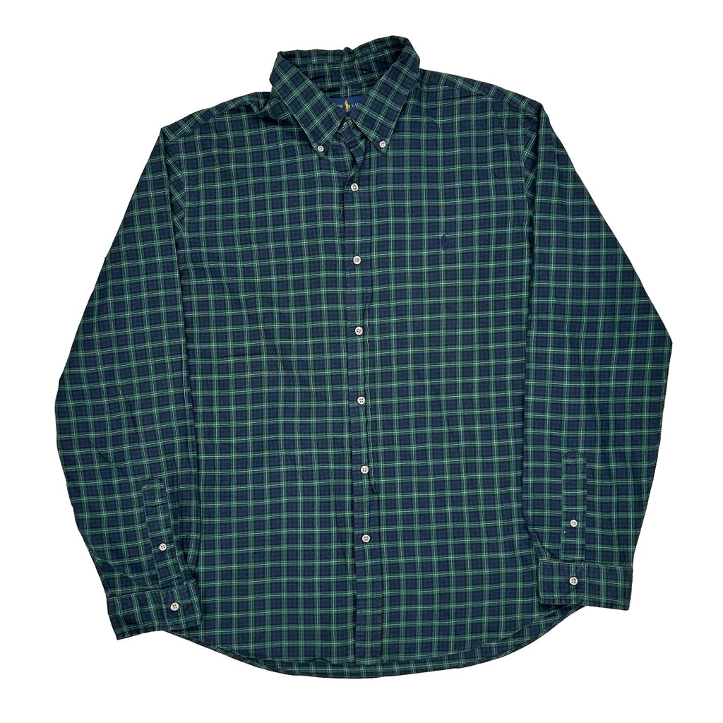 image of Ralph Lauren Checked Flannel Shirt - XL Green Cotton