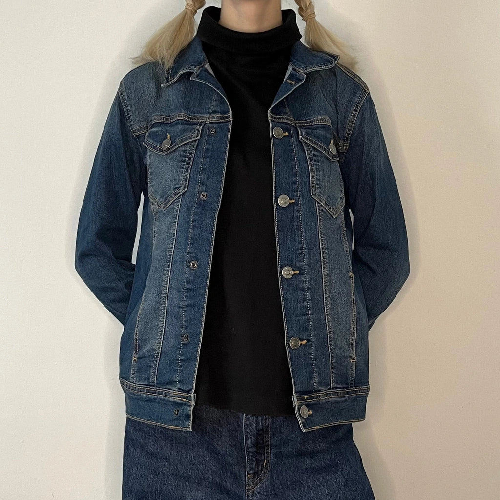 image of Benetton Denim Jacket - Medium Blue Cotton