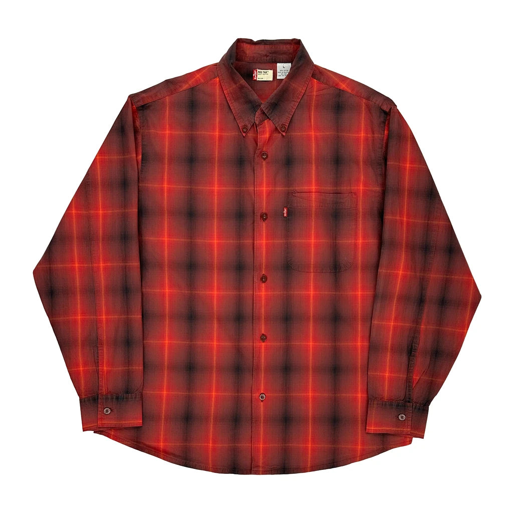 image of Levis Checked Flannel Shirt - Large Red Cotton