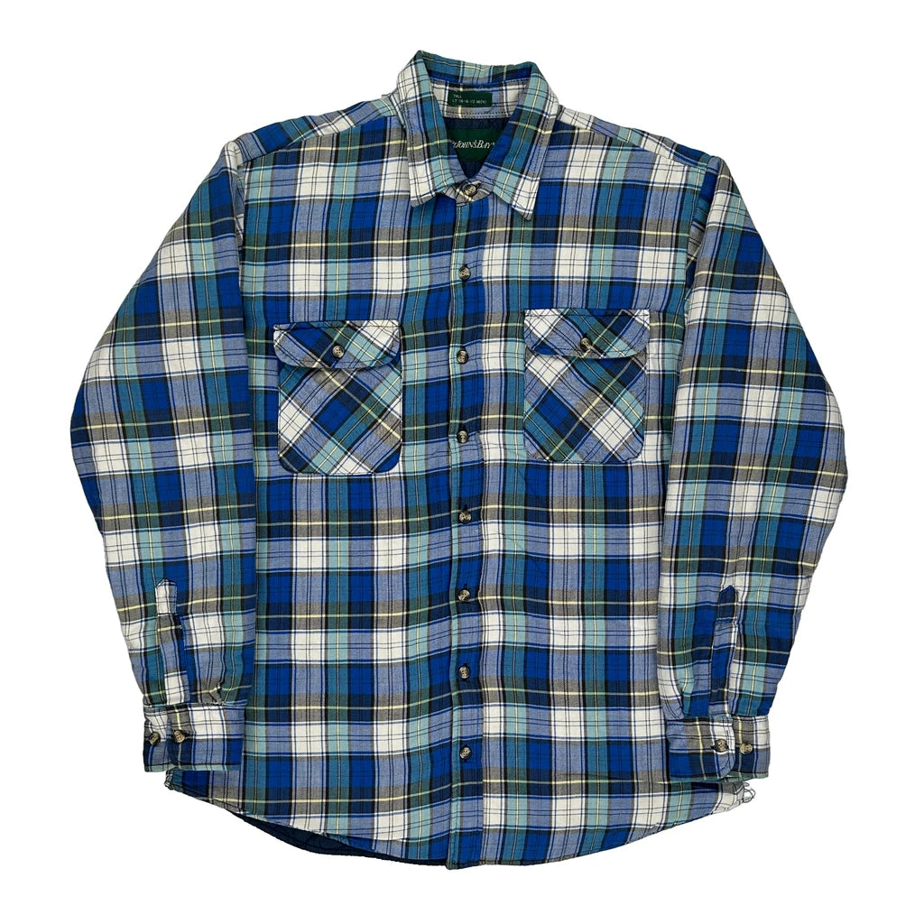 image of St. Johns Bay Checked Flannel Shirt - Large Blue Cotton