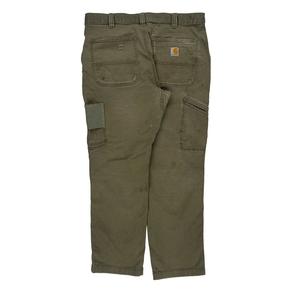 image of Workwear Carhartt Double Knee Carpenter Trousers - 35W 28L Khaki Cotton Blend