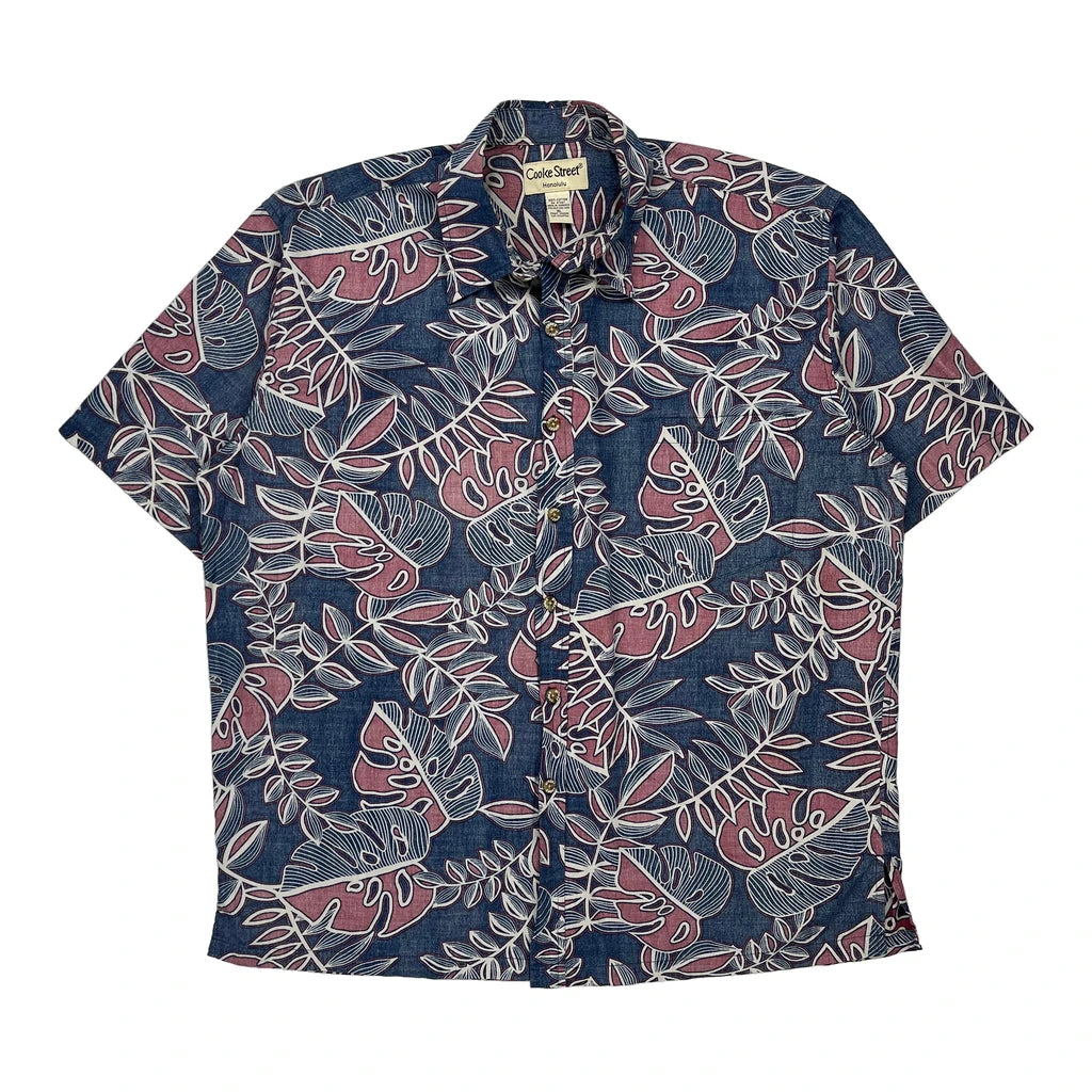 image of Cooke Street Hawaiian Shirt - XL Blue Cotton