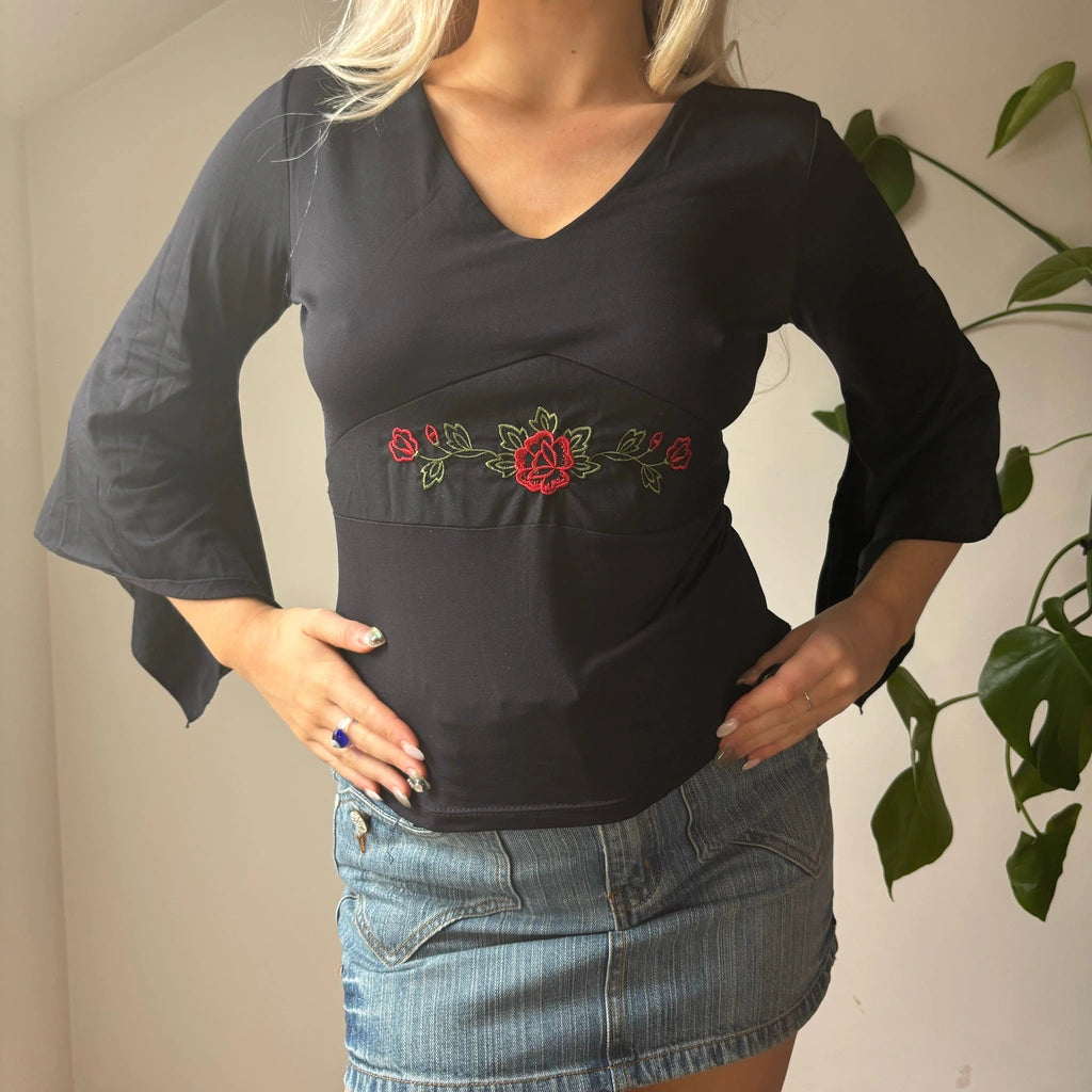 image of Unbranded Long Sleeve Top - Small Black Polyester Blend