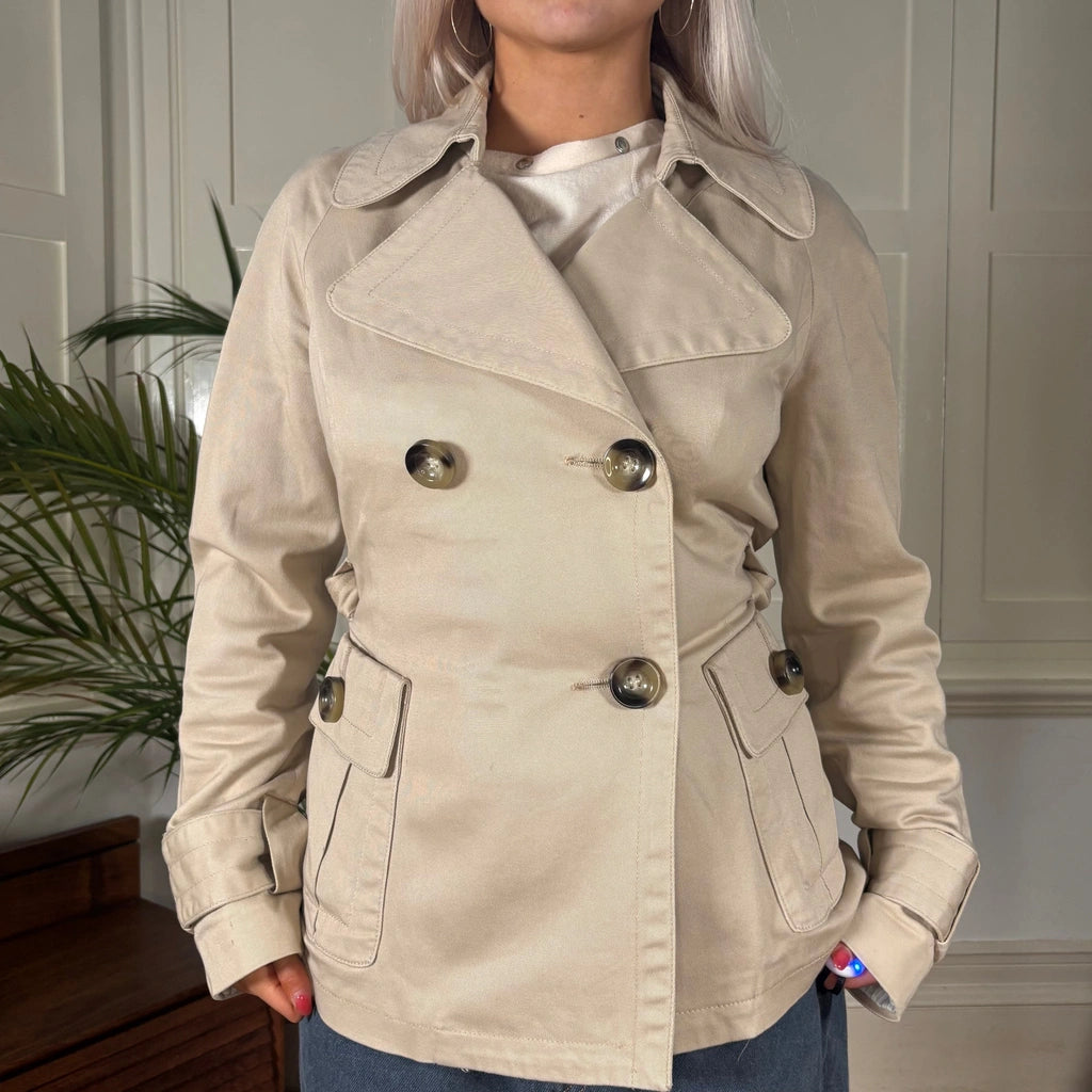 image of Benetton Jacket - Small Beige Cotton Blend