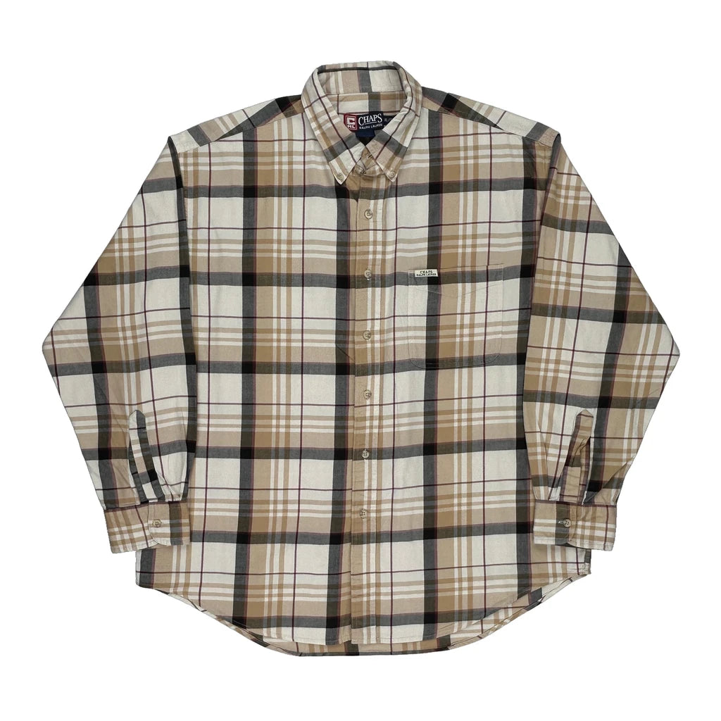 image of Chaps Ralph Lauren Checked Shirt - XL Beige Cotton