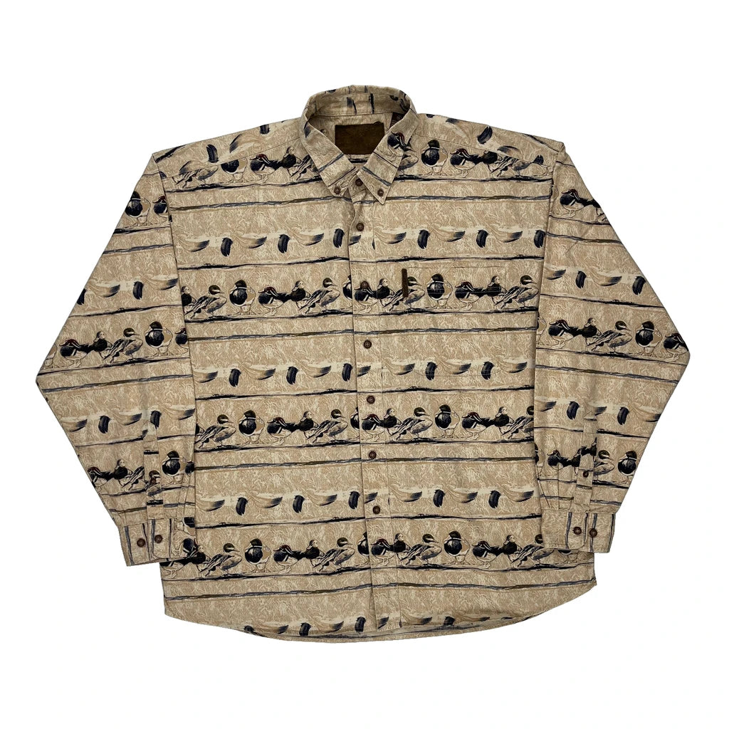 image of North River Graphic Patterned Shirt - XL Beige Cotton