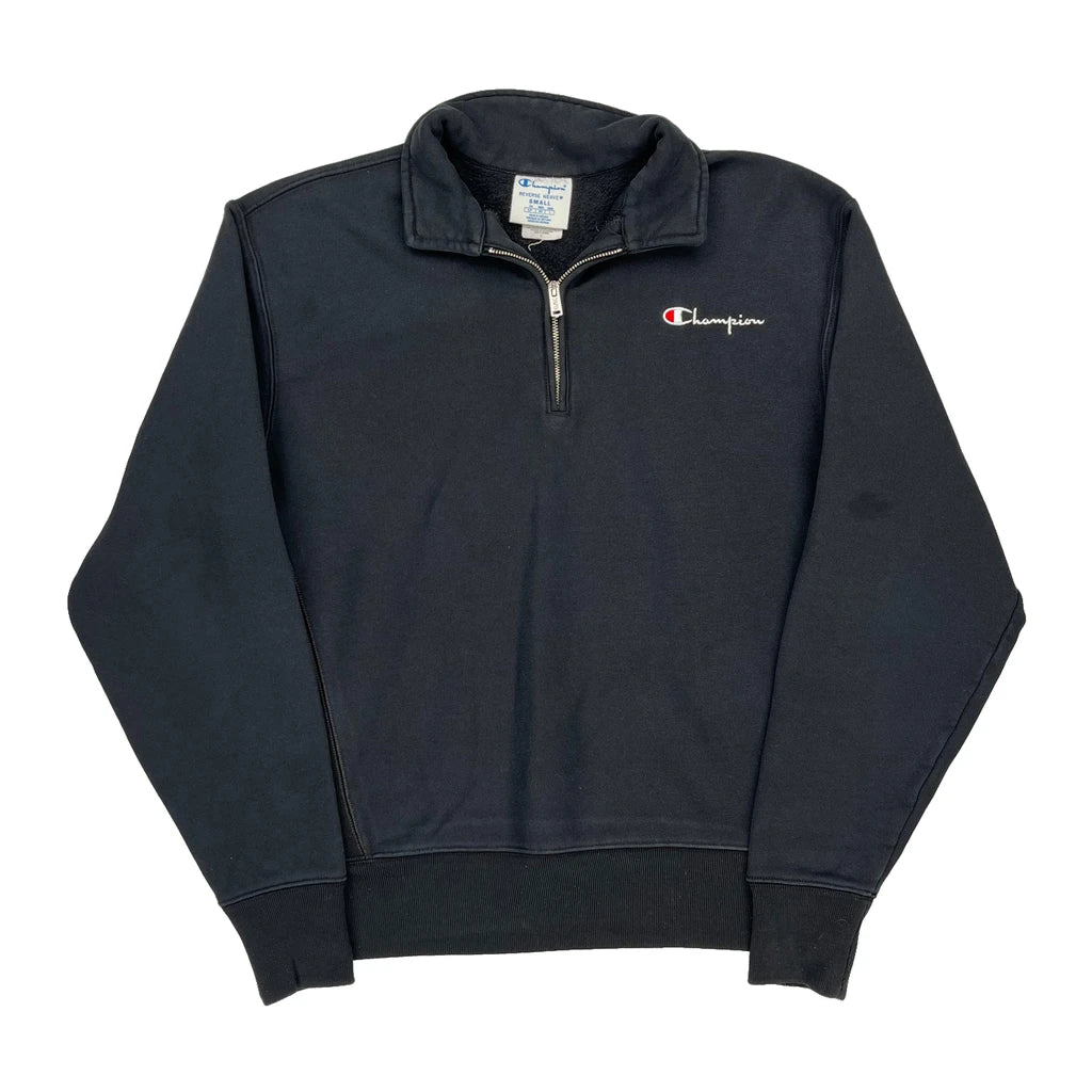 image of Reverse Weave Champion 1/4 Zip - Small Black Cotton Blend