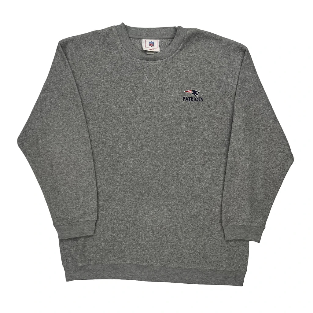 image of New England Patriots Nfl Graphic Sweatshirt - XL Grey Cotton Blend