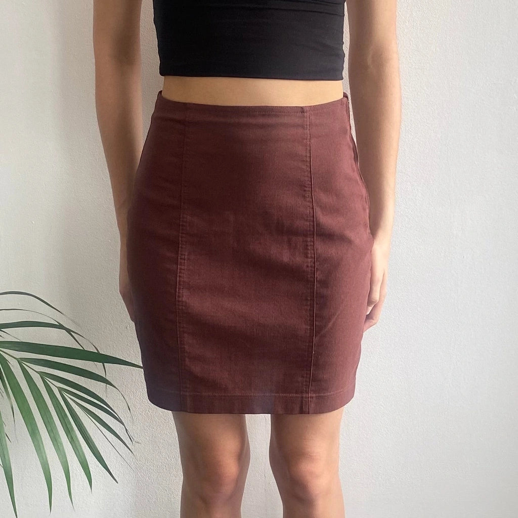 image of Krizia Mini Skirt - Medium Brown Viscose Blend