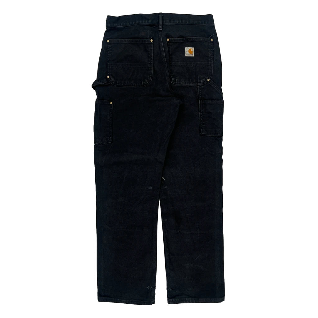 image of Workwear Carhartt Double Knee Carpenter Trousers - 30W 31L Black Cotton