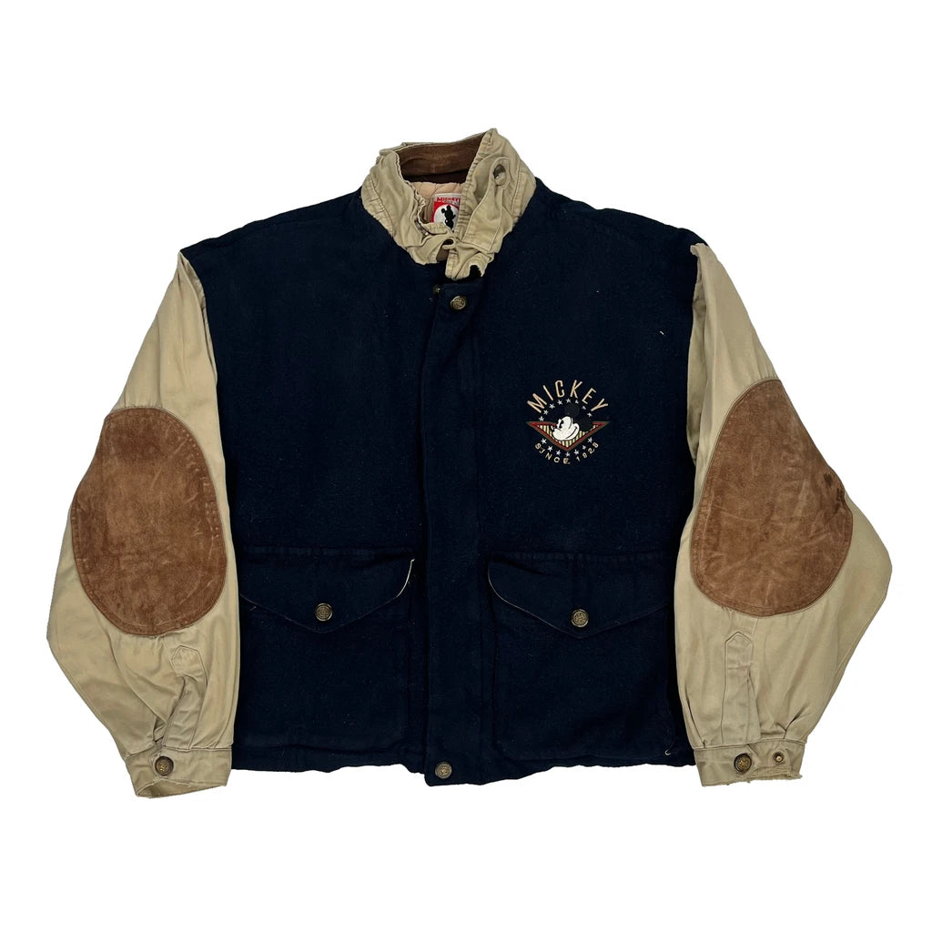image of Mickey Mouse Mickey Inc Embroidered Varsity Jacket - Medium Black Wool Blend