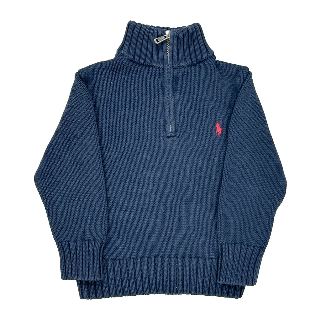 image of Age 3 Ralph Lauren 1/4 Zip - XS Blue Cotton