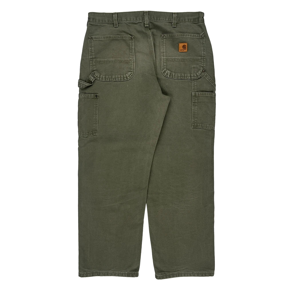 image of Workwear Carhartt Double Knee Carpenter Trousers - 34W 29L Khaki Cotton