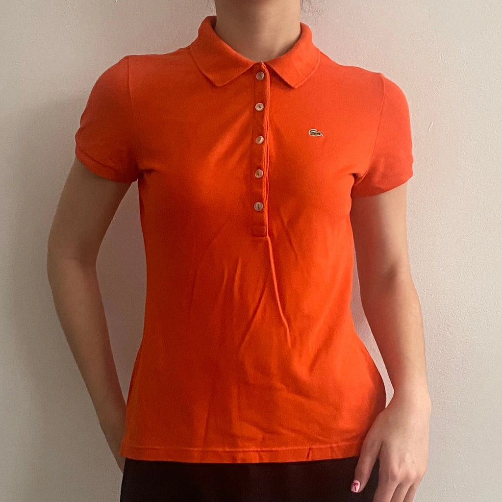 image of Lacoste Polo Shirt - Medium Orange Cotton