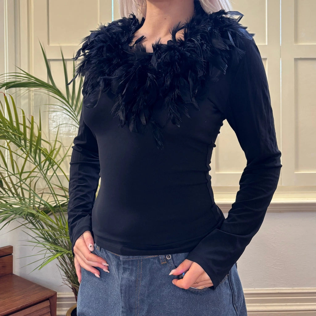 image of Unbranded Long Sleeve Top - Medium Black Viscose