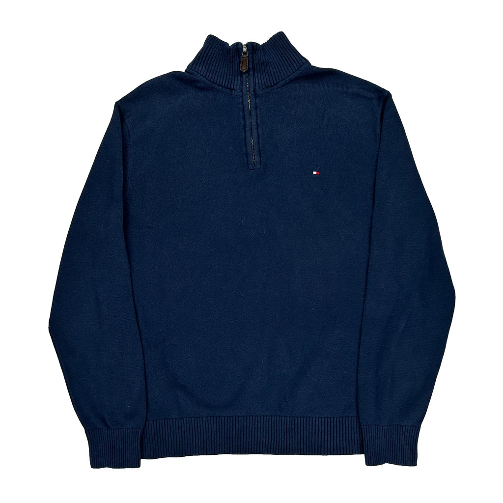 image of Tommy Hilfiger 1/4 Zip - XL Navy Cotton Blend