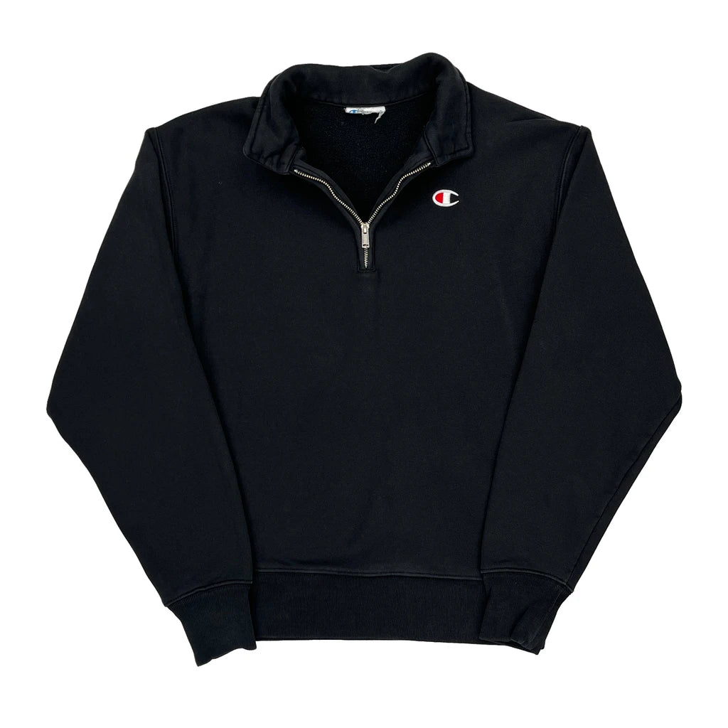 image of Champion 1/4 Zip - Small Black Cotton Blend