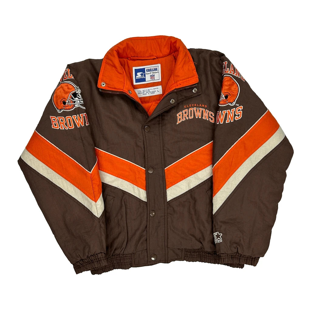 image of Cleveland Browns Starter Nfl Jacket - Large Brown Nylon