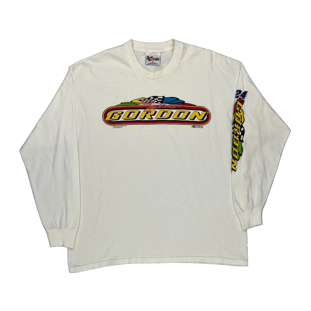 Image of Chase Authentics Nascar Long Sleeve T-Shirt - XL White Cotton