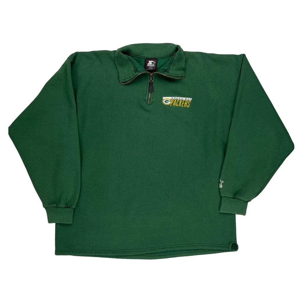image of Green Bay Packers Starter Nfl 1/4 Zip - Large Green Cotton Blend